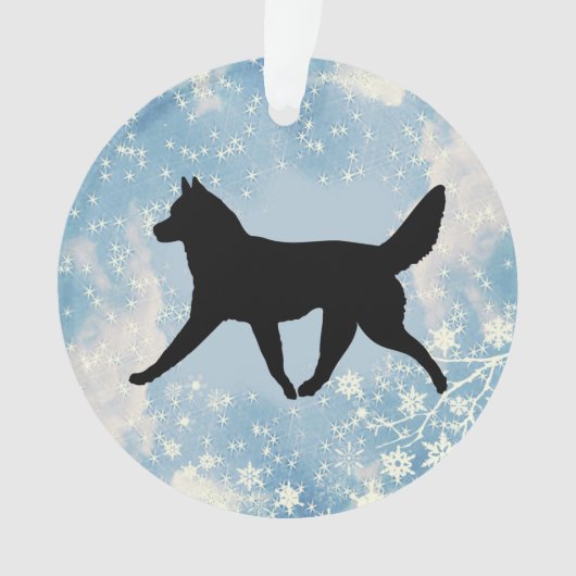 Silhouet van een slee hond ornament (voorkant)