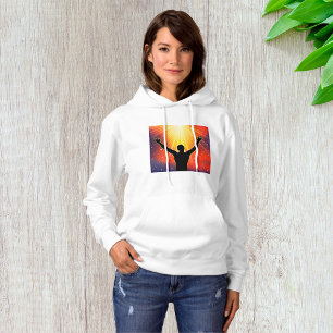 Silhouet van een spirituele man die zijn armen hef hoodie