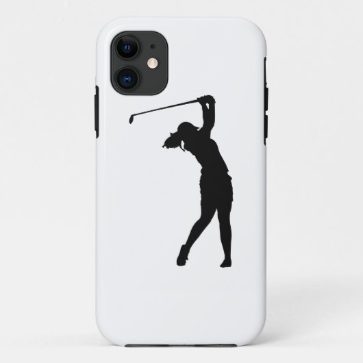 Silhouet van een sportief meisje dat golf speelt Case-Mate iPhone case (Achterkant)