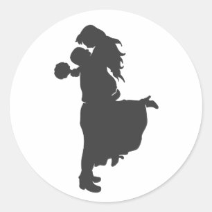Silhouet van een stel ronde sticker