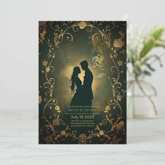 Silhouet van een verliefd stel kaart (Staand voorkant)