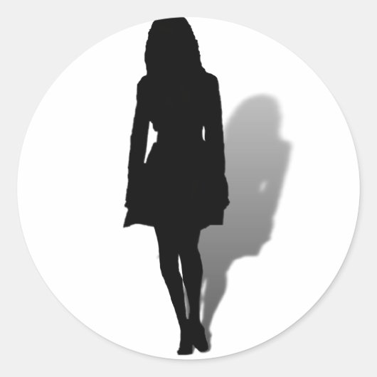 Silhouet van een vrouw ronde sticker (Voorkant)