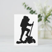 Silhouet van een Wandelaar die omhoog een Berg Briefkaart (Staand voorkant)