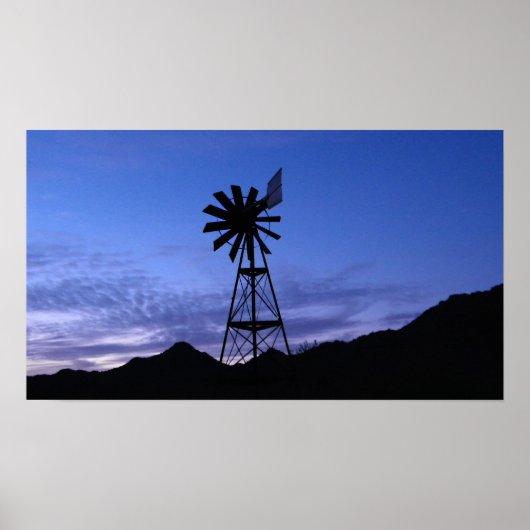 silhouet van een windmolen poster (Voorkant)