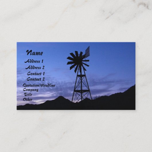 silhouet van een windmolen visitekaartje (Voorkant)