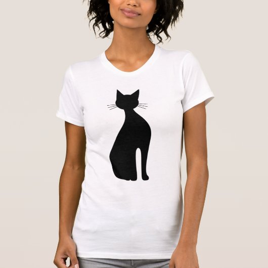 Silhouet van een zittende kat t-shirt (Voorkant)