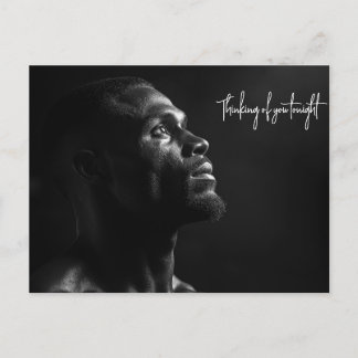 Silhouet van een zwart man gezicht B&W foto Briefkaart