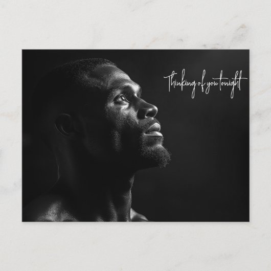 Silhouet van een zwart man gezicht B&W foto Briefkaart (Voorkant)