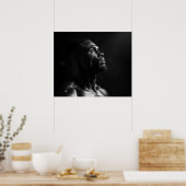 Silhouet van een zwart man gezicht B&W foto Poster (Keuken)