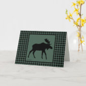 Silhouet van Eland Groen en Zwarte Check Kaart (Gele Bloem)