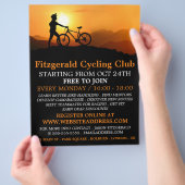 Silhouet van fietser, fietsclubreclame flyer (Hand)