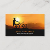 Silhouet van fietser, fietsen, fietser visitekaartje (Voorkant)