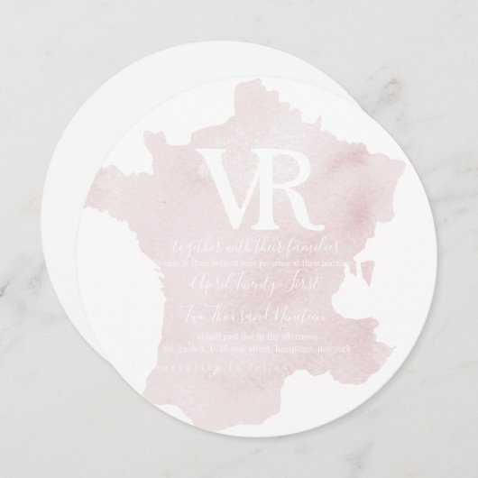 Silhouet van Frankrijk Uitnodiging (Voorkant / Achterkant)