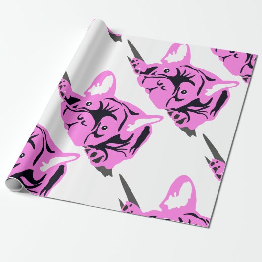 Silhouet van Franse Bulldog Cadeaupapier (Uitgerold)
