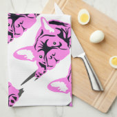 Silhouet van Franse Bulldog Theedoek (Quarter Fold)