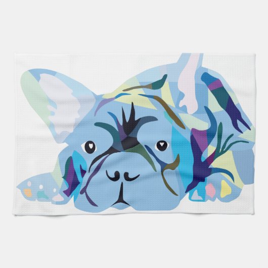 Silhouet van Franse Bulldog Theedoek (Horizontaal)