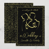 Silhouet van geliefden Lijntekening Trouwen Kaart (Voorkant / Achterkant)