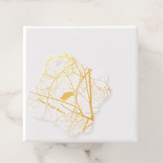 Silhouet van Gouden Kraai Zittend in Boomtakken Bedankjes Labels (Met doos)