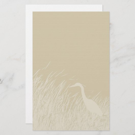 Silhouet van Great Blue Heron in moerasgras Briefpapier (Voorkant / Achterkant)