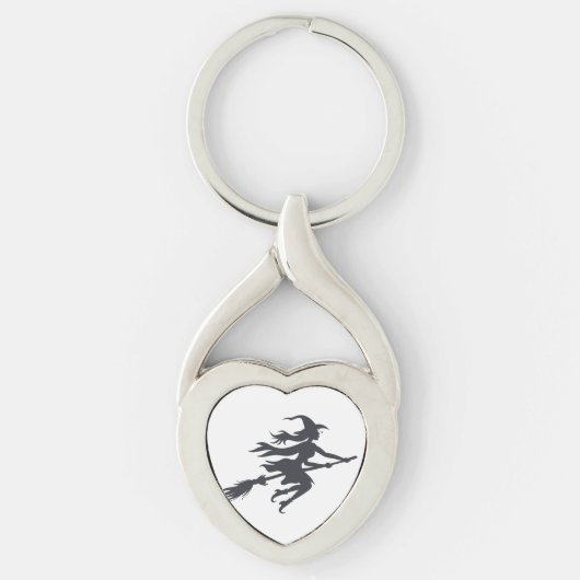 Silhouet van heks - Kies achtergrondkleur Sleutelhanger (Voorkant)