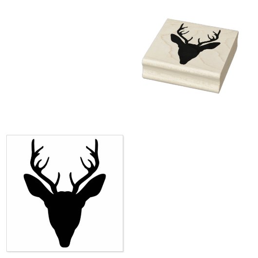 Silhouet van hertenkop met gewei rubberstempel (Gestempeld)