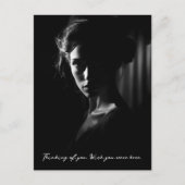 Silhouet van het gezicht van een vrouw B&W foto Briefkaart (Voorkant)