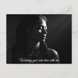 Silhouet van het gezicht van een vrouw B&W foto Briefkaart