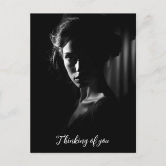 Silhouet van het gezicht van een vrouw B&W foto Briefkaart