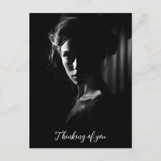 Silhouet van het gezicht van een vrouw B&W foto Briefkaart (Voorkant)