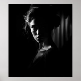 Silhouet van het gezicht van een vrouw B&W foto Poster