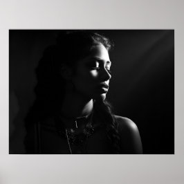 Silhouet van het gezicht van een vrouw B&W foto Poster