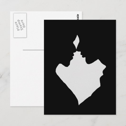 silhouet van het man en de liefhebbende vrouw briefkaart (Voorkant / Achterkant)