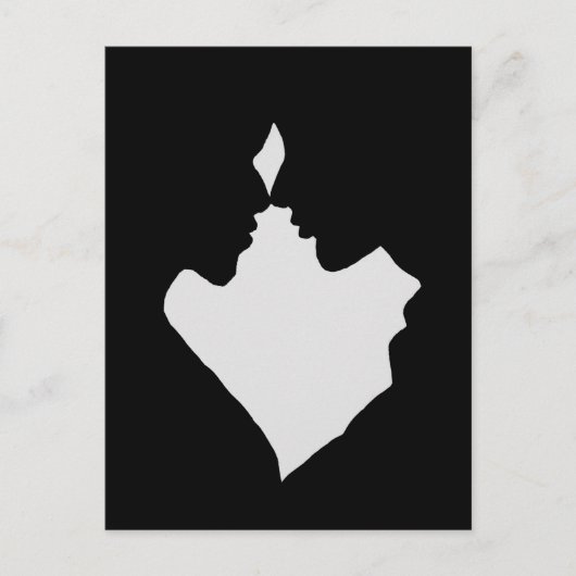 silhouet van het man en de liefhebbende vrouw briefkaart (Voorkant)