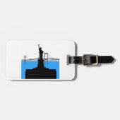 Silhouet van het Vrijheidsbeeld New York Skyline Bagagelabel (Voorkant horizontaal)