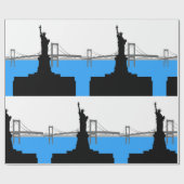 Silhouet van het Vrijheidsbeeld New York Skyline Cadeaupapier (Vlak)