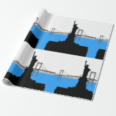 Silhouet van het Vrijheidsbeeld New York Skyline Cadeaupapier (Uitgerold)