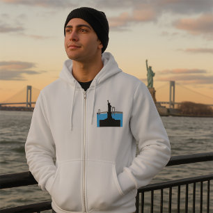 Silhouet van het Vrijheidsbeeld New York Skyline Hoodie