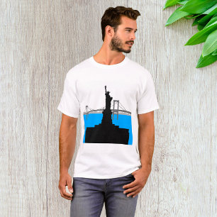 Silhouet van het Vrijheidsbeeld New York Skyline T-shirt