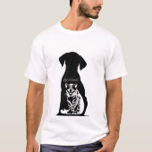 Silhouet van hond met kat binnen en "Mijn vrienden T-shirt (Voorkant)
