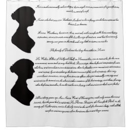 Silhouet van Jane Austen & openingsregels van haar Douchegordijn
