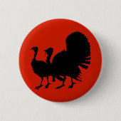 Silhouet van kalkoenen ronde button 5,7 cm (Voorkant)