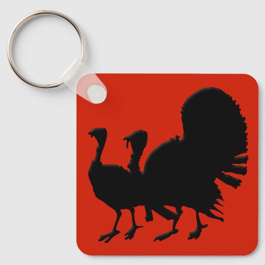 Silhouet van kalkoenen sleutelhanger (Voorkant)
