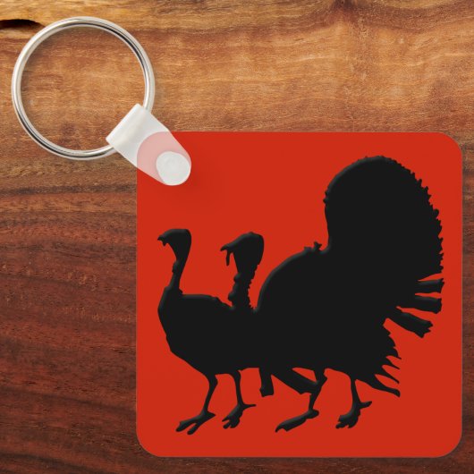 Silhouet van kalkoenen sleutelhanger (Voorkant)