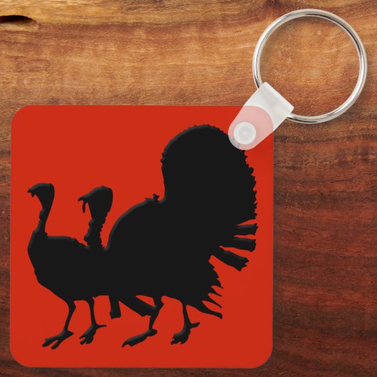 Silhouet van kalkoenen sleutelhanger (Achterkant)