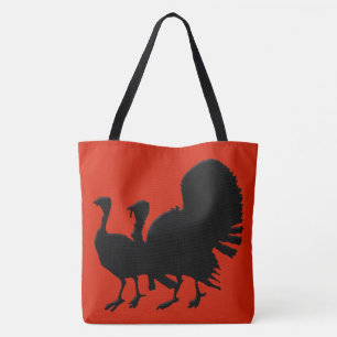 Silhouet van kalkoenen tote bag