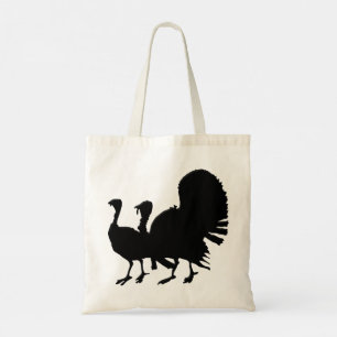 Silhouet van kalkoenen tote bag
