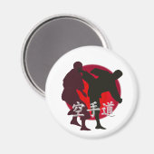 Silhouet van Karate gevecht, rode cirkel achtergro Magneet (Voorkant / Achterkant)