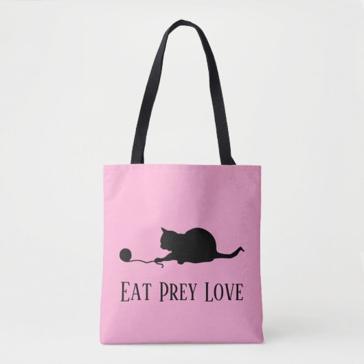 Silhouet van Kat bij Spelen "Eet Prey Love" Tote Bag (Voorkant)