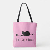 Silhouet van Kat bij Spelen "Eet Prey Love" Tote Bag (Achterkant)