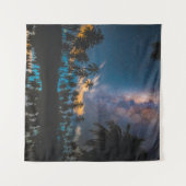 Silhouet van kokosbomen, weerkaatst op het lichaam wandkleed (Voorkant (horizontaal))